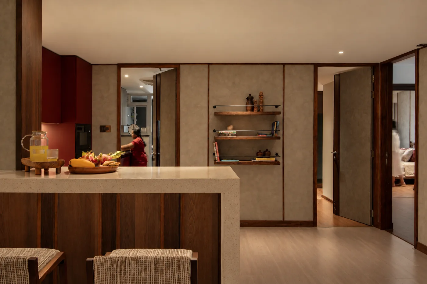 open kitchen and breakfast counter